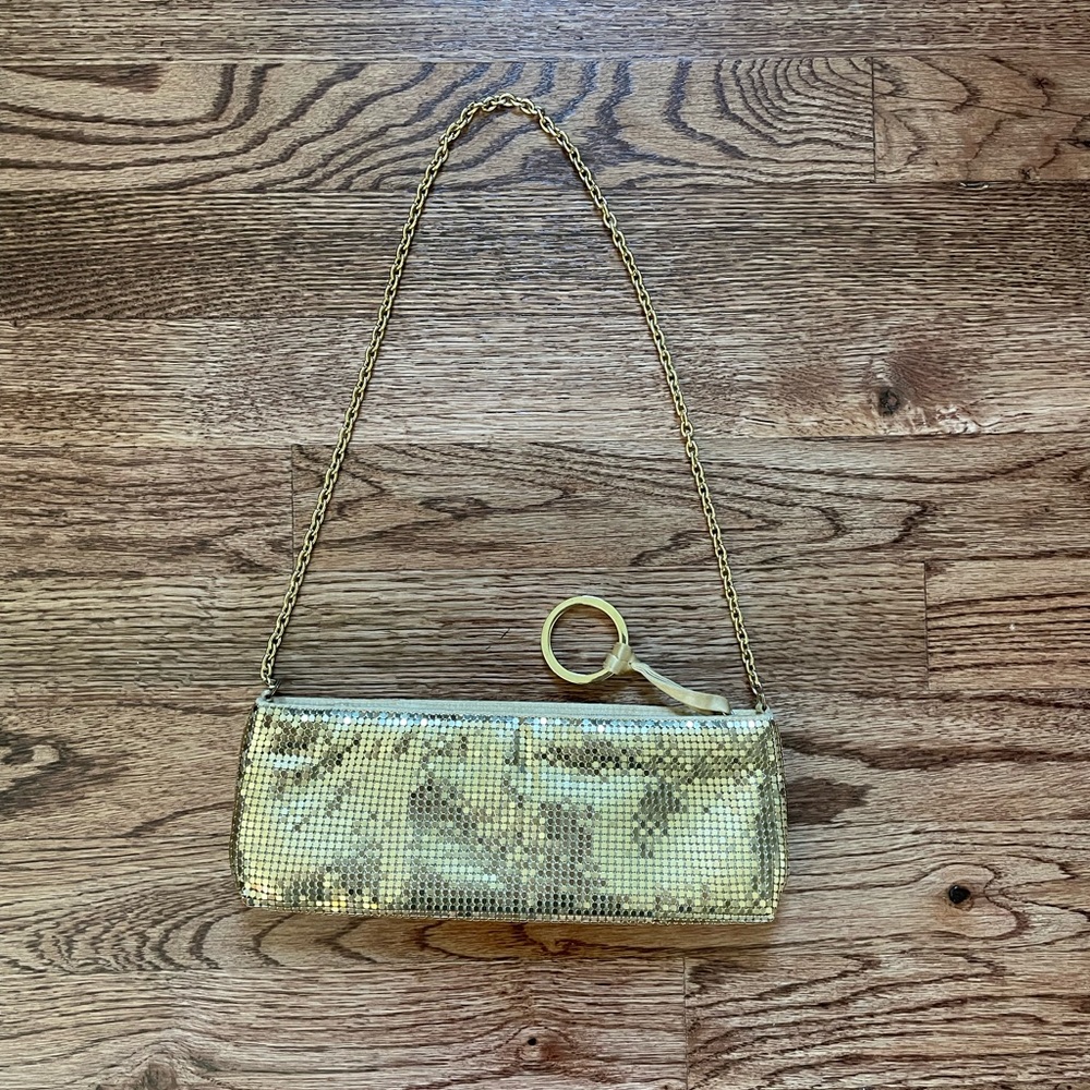 BCBG Max Azria Metallic Gold Clutch with Chain